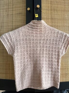 Zara Light Pink Knit Short-Sleeve Sweater Top